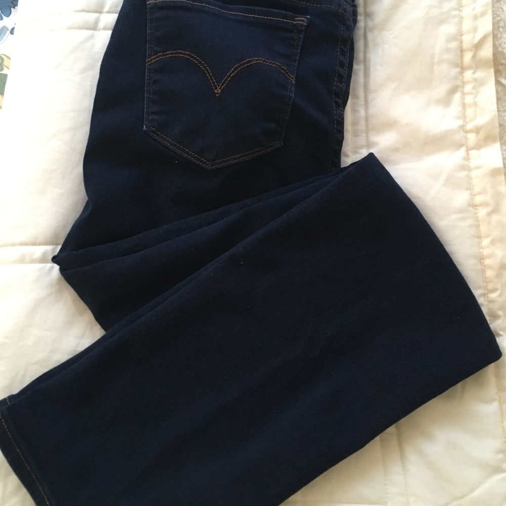 LEVIS 714 HIGH WAISTED STRAIGHT DARK WASH JEANS